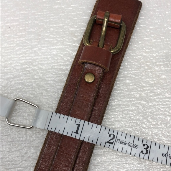 Boho Brown Leather Belt With Brass Hardware